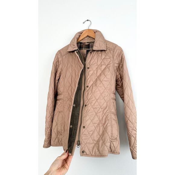 L.L. Bean Khaki Light Brown Quilted Green Corduroy Trim Riding Chore Jacket - Picture 9 of 11